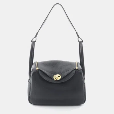 Pre-owned Hermes Black Taurillon Clemence Leather Lindy 26 Shoulder Bag