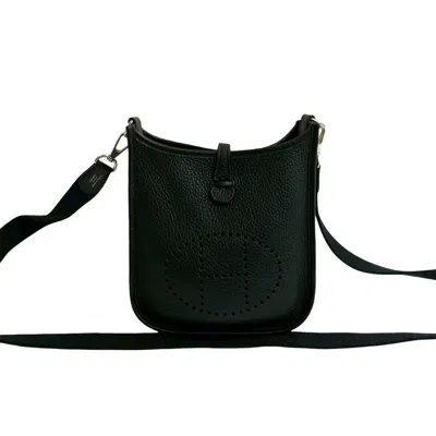 Pre-owned Hermes Black Taurillon Clemence Leather Pochette Shoulder Bag ()