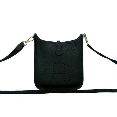 Pre-owned Hermes Black Taurillon Clemence Leather Pochette Shoulder Bag ()