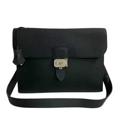 Pre-owned Hermes Black Taurillon Clemence Leather Shoulder Bag ()