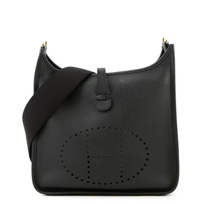 Pre-owned Hermes Black Taurillon Clemence Leather Shoulder Bag ()