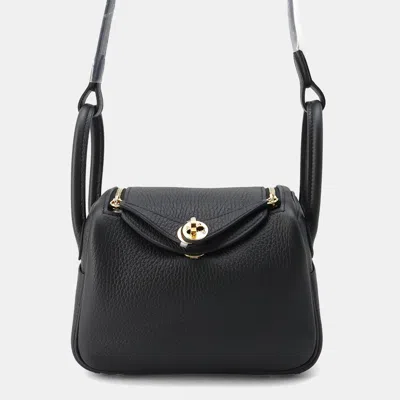 Pre-owned Hermes Black Taurillon Clemence Mini Lindy