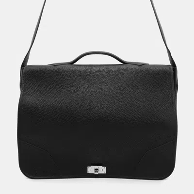 Pre-owned Hermes Black Taurillon Clemence Victoria Messenger Bag