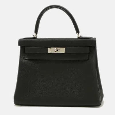 Pre-owned Hermes Black Togo Kelly Handbag