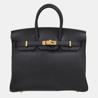 Pre-owned Hermes Black Togo Leather Birkin 25 Bag