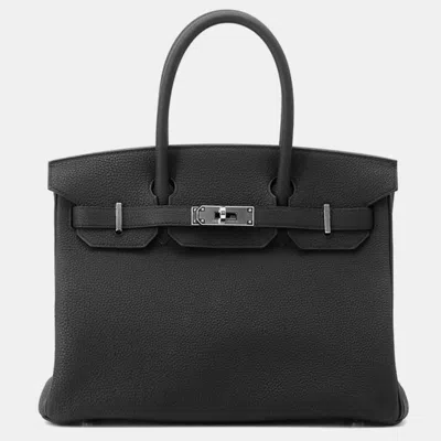 Pre-owned Hermes Black Togo Leather Birkin 30 Tote Bag