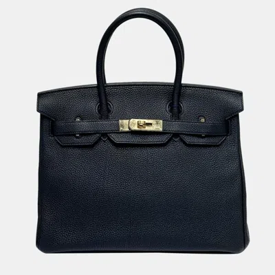 Pre-owned Hermes Black Togo Leather Birkin 30 Tote Bag