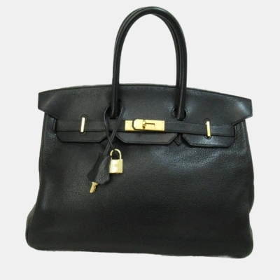 Pre-owned Hermes Black Togo Leather Birkin 35 Tote Bag
