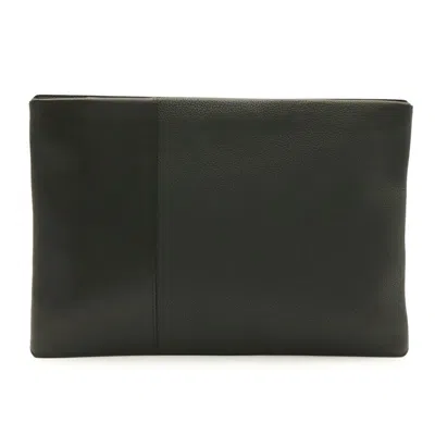 Pre-owned Hermes Black Togo Leather Clutch Bag Handbag ()