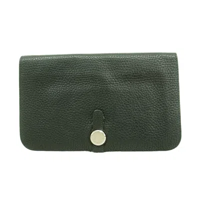 Pre-owned Hermes Black Togo Leather Long Wallet (bi-fold) ()