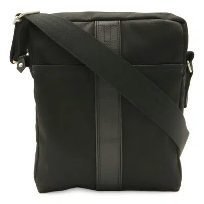 Pre-owned Hermes Black Toile Chevron Leather Pochette Shoulder Bag ()