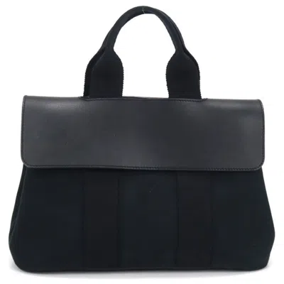 Pre-owned Hermes Black Toile Chevron Tote Bag ()