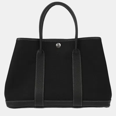 Pre-owned Hermes Black Toile Garden Party Tpm Tote Bag