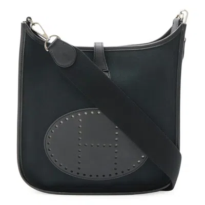 Pre-owned Hermes Black Toile H Leather Shoulder Bag ()