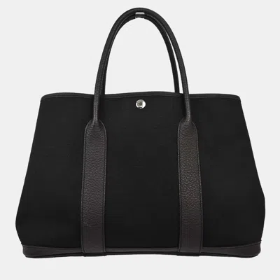 Pre-owned Hermes Black Toile H Negonda Garden Party 36 Pm Tote Bag