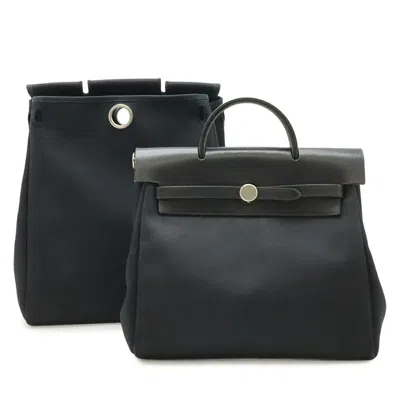 Pre-owned Hermes Black Toile Officier Backpack Handbag ()