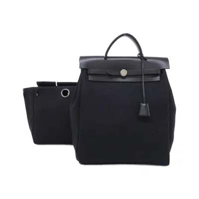 Pre-owned Hermes Black Toile Officier Backpack ()