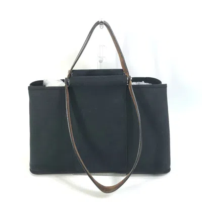 Pre-owned Hermes Black Toile Officier Leather Handbag Shoulder Bag Tote Bag ()