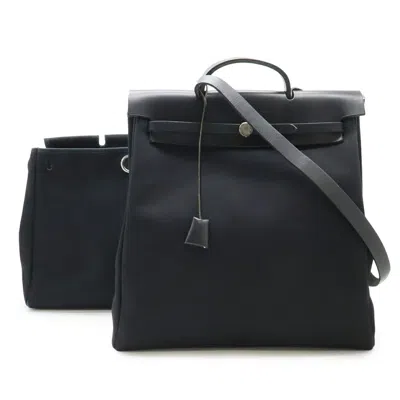 Pre-owned Hermes Black Toile Officier Pochette Shoulder Bag ()