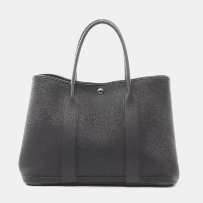Pre-owned Hermes Black Vache Country Leather Garden Party Pm Tote Bag