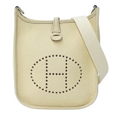 Pre-owned Hermes Black White Taurillon Clemence Leather Shoulder Bag () In Black, White
