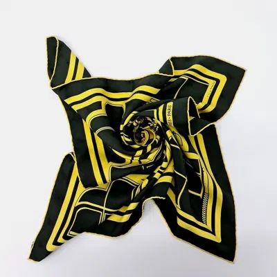 Pre-owned Hermes Black Yellow Silk Scarf
