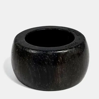 Pre-owned Hermes Black/brown Wood Scarf Ring