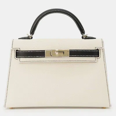 Pre-owned Hermes Black/craie Epsom Mini Kelly Do