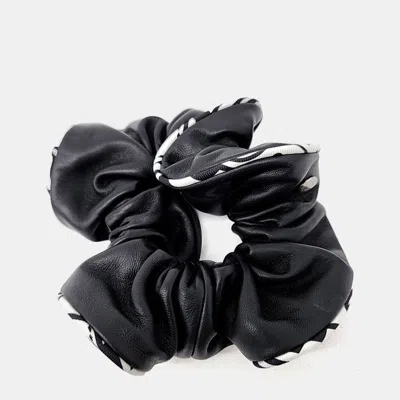 Pre-owned Hermes Black/white Leather Hair Band