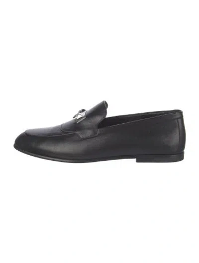 Pre-owned Hermes Blaise Leather Dress Loafers In Black