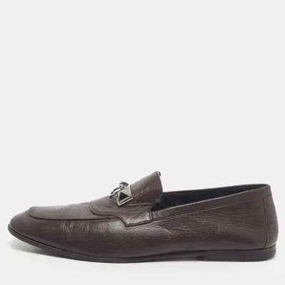 Pre-owned Hermes Blaise Size 42 Brown Leather Loafers