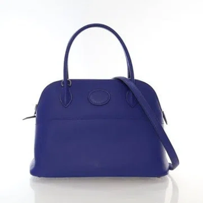 Pre-owned Hermes Bleu Electric Epsom Bolide 27 In Blue