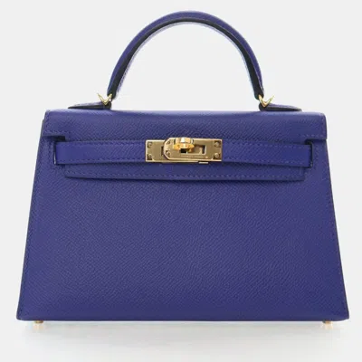 Pre-owned Hermes Bleu Electric Epsom Mini Kelly 20 In Blue