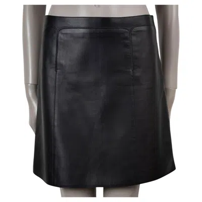 Pre-owned Hermes Bleu Noir Blue Leather 2021 Panelled Mini Skirt 38 S