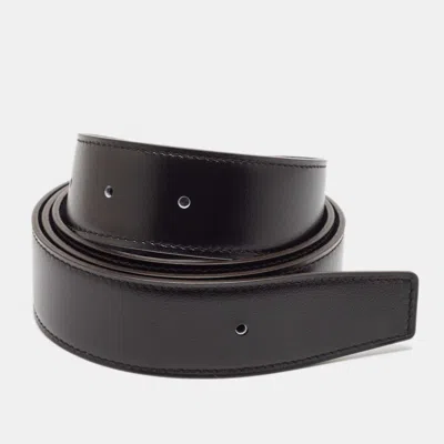 Pre-owned Hermes Bleu Nuit/noir Togo And Box Leather Reversible Belt Strap 90 Cm In Blue