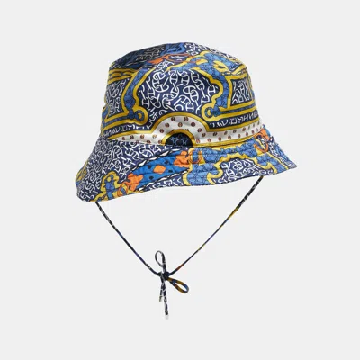 Pre-owned Hermes Bleu Sanremo Silk Ilaria Mors Et Gourmettes Hat