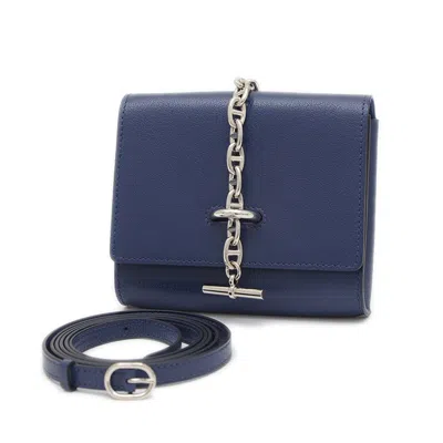 Pre-owned Hermes Bleu Saphir Chain/shoulder Wallet () In Blue