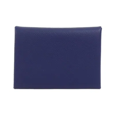 Pre-owned Hermes Bleu Saphir Epsom Leather Coin Purse/coin Case ()