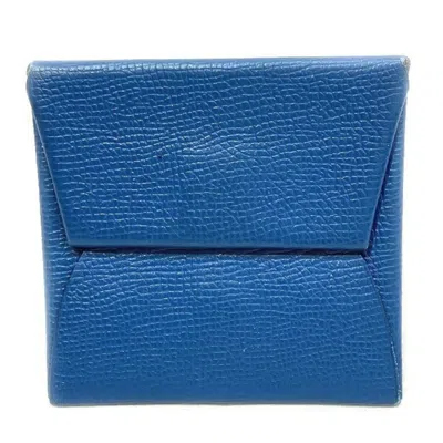 Pre-owned Hermes Bleu Saphir Leather Coin Purse/coin Case ()