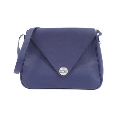 Pre-owned Hermes Bleu Saphir Taurillon Clemence Leather Shoulder Bag ()
