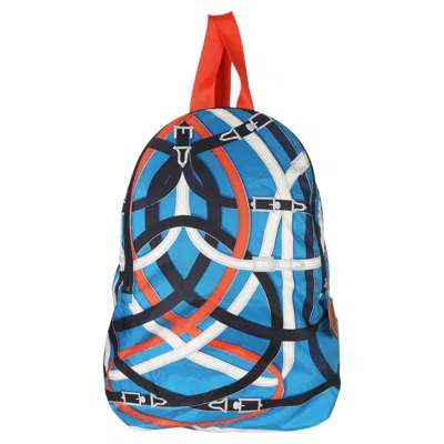 Pre-owned Hermes Hermès Bleu Zanibar Multicolor Cavalcadour Airsilk Backpack In Blue