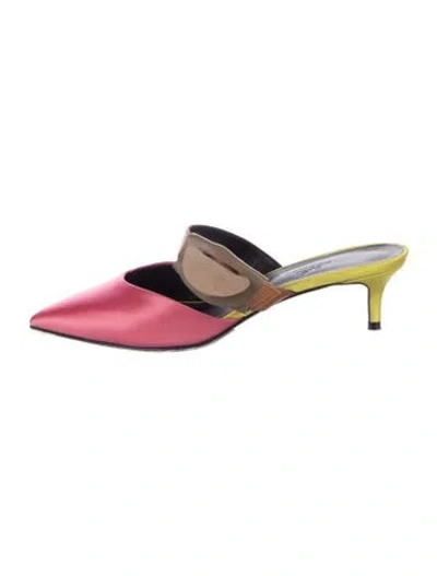 Pre-owned Hermes Blink Satin Mules In Pink