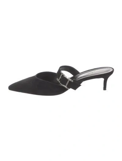 Pre-owned Hermes Blink Suede Mules In Black