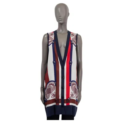 Pre-owned Hermes Blue 2019 Brandebourgs Encadre Twillaine Cardigan Vest Jacket 38 S