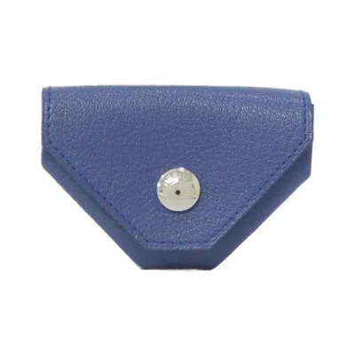 Pre-owned Hermes Blue Agate Chevre Leather Coin Purse/coin Case ()