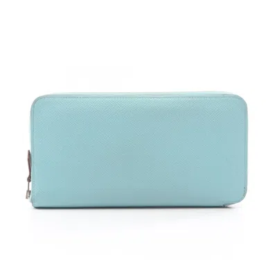 Pre-owned Hermes Blue Atoll Epsom Leather Long Wallet (bi-fold) ()