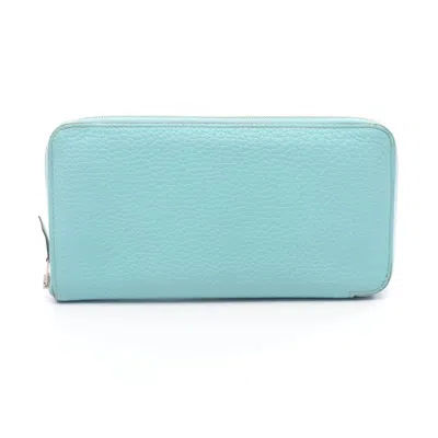 Pre-owned Hermes Blue Blue Atoll Taurillon Clemence Leather Leather Long Wallet (bi-fold) ()