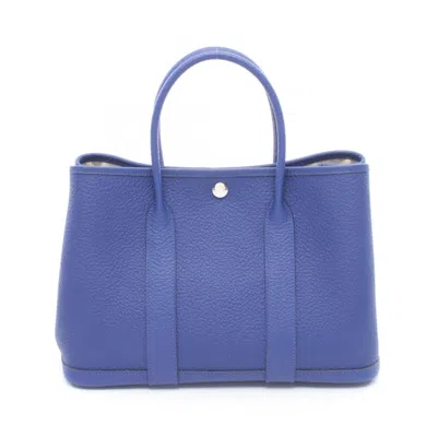 Pre-owned Hermes Blue Blue Electric Country Leather Handbag Tote Bag () In Blue, Blue Electric