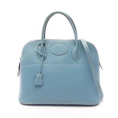 Pre-owned Hermes Blue Blue Jean Epsom Leather Leather Handbag () In Blue, Blue Jean