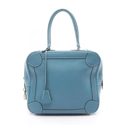 Pre-owned Hermes Blue Blue Jean Leather Handbag ()